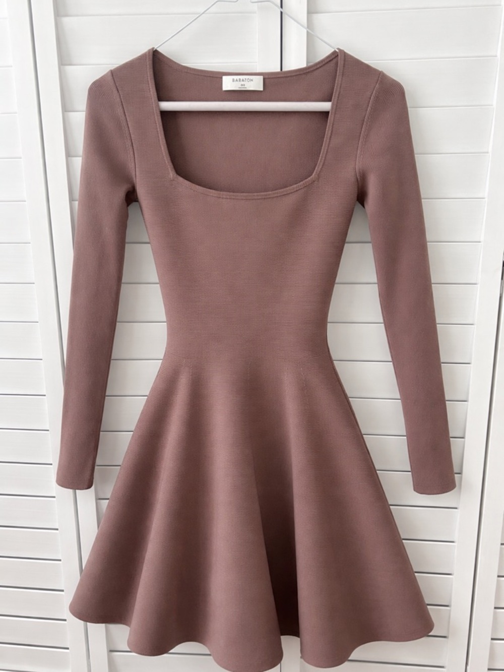 Aritzia Babaton Rosewood Long-Sleeve Fit & Flare Knit Dress